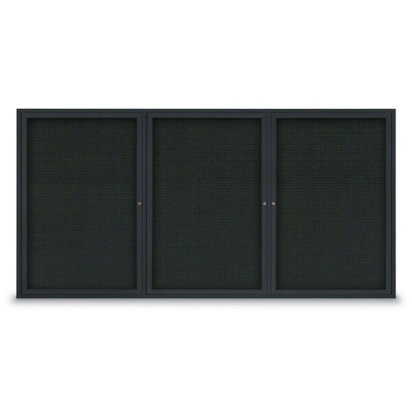 18"x24" 1-Door Enclosed Outdoor Letterboard, Black Felt/Black Alum